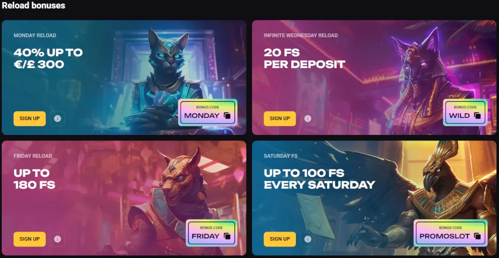 Offerte promozionali di bonus di ricarica e giri gratuiti di AmonBet.